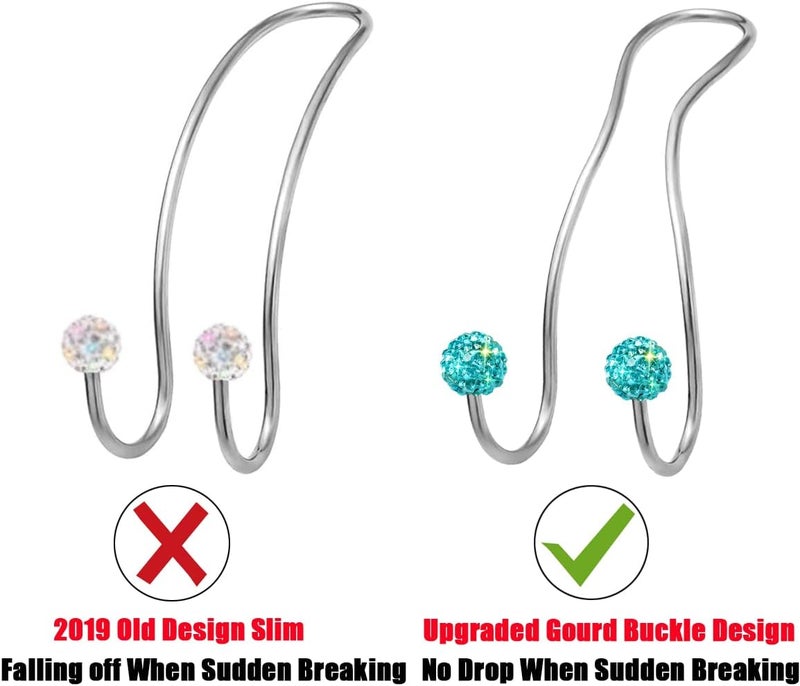 MTGOCHA Bling Purse Hook for Car Headrest, Upgraded Cute Car Seat Hooks for Bag Handbag, Durable Stainless Auto Purse Hanger Holder 2 Pack, Lake Blue - Image 5